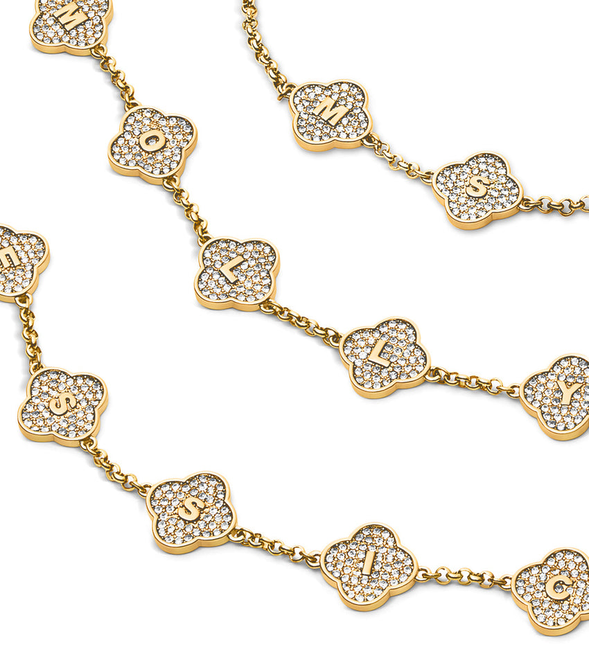 Shimmer Pavé Clover Bracelet (Gold)