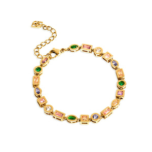 Colorful Tennis Bracelet (Gold)