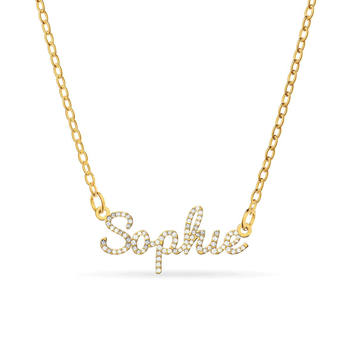 Crystal Cursive Name Necklace Gold Abbott Lyon US Crystal cursive name necklace gold abbott lyon us