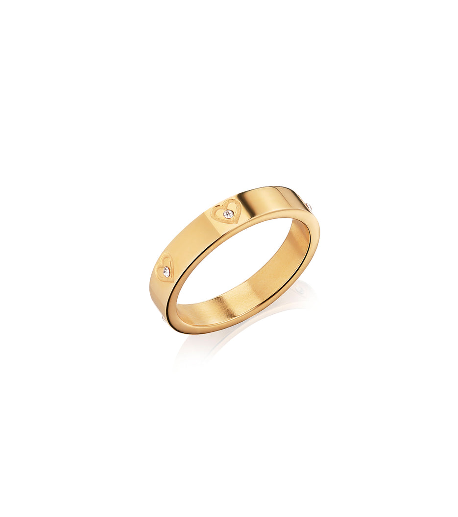 Crystal Heart Ring (Gold)