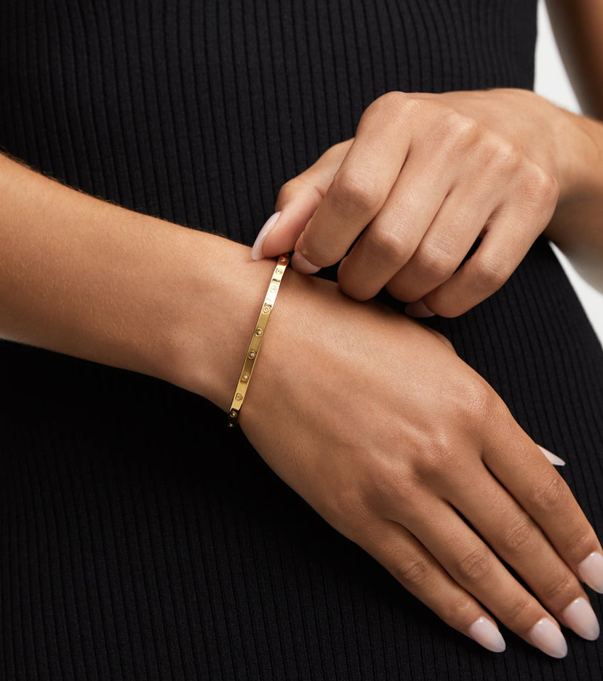 Monroe Bangle Watch & Crystal Bracelet Set (Gold)