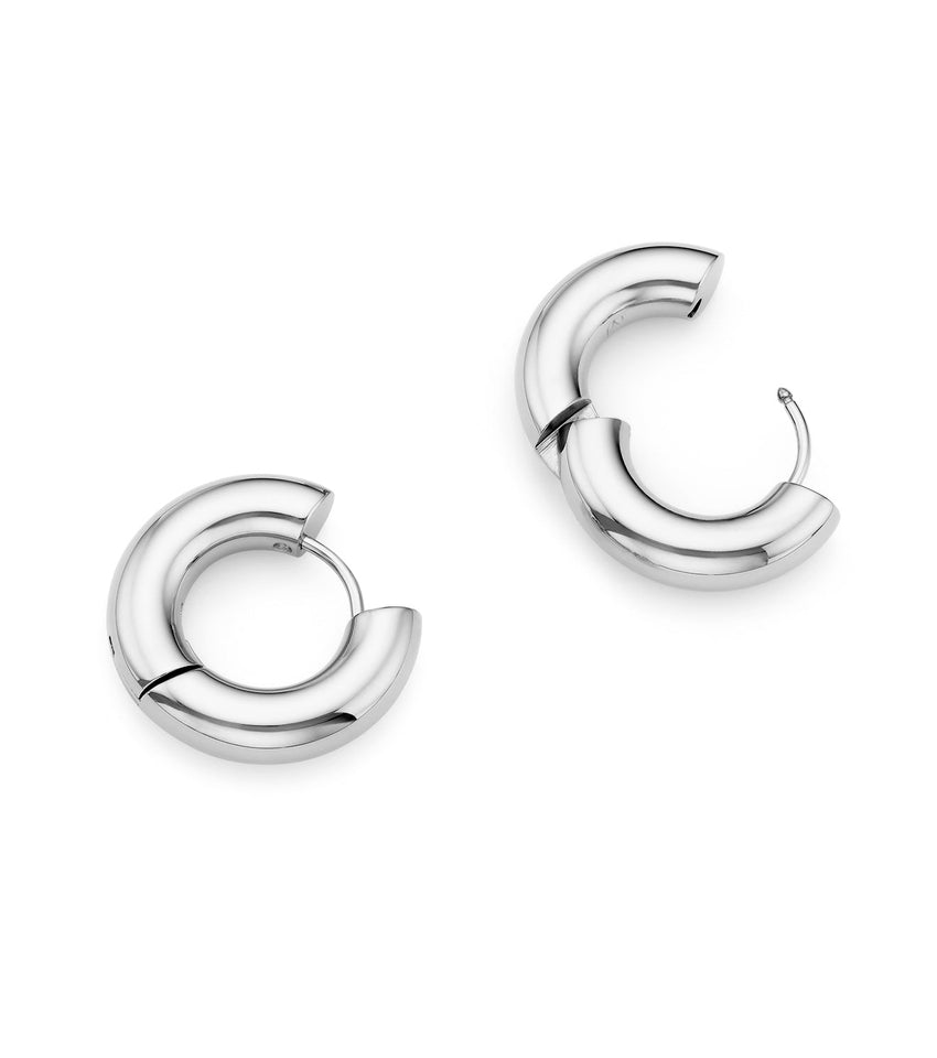 Small Chunky Huggie Hoop Earring Bundle (Silver)