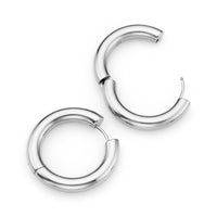 Large Chunky Huggie Hoop Earrings (Silver)
