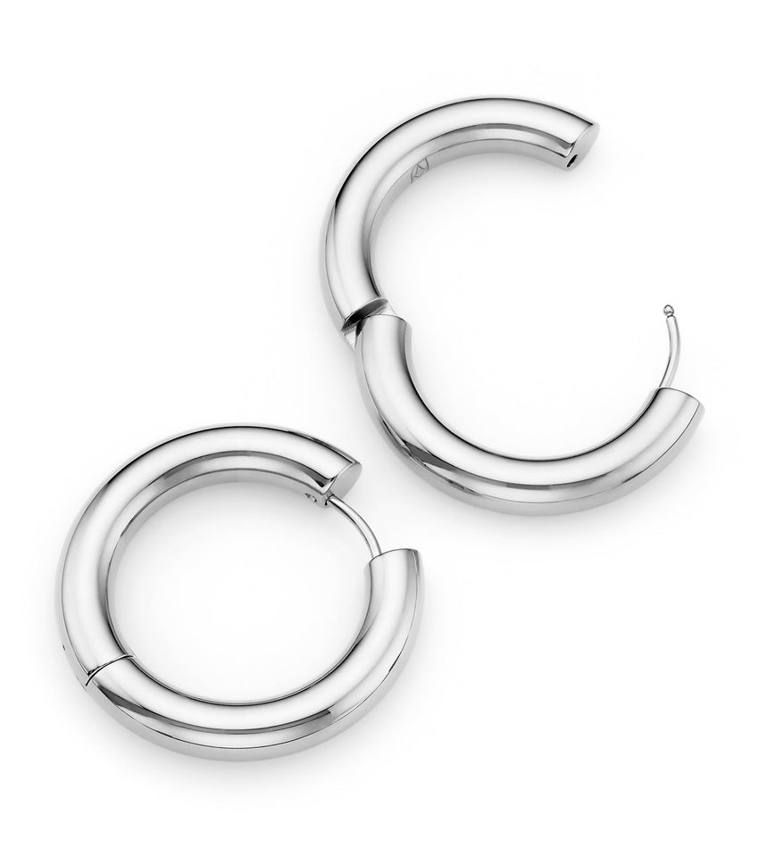 Large Chunky Huggie Hoop Earring Bundle (Silver)