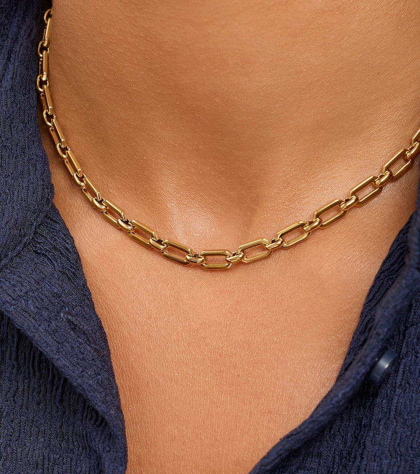 Statement Link Necklace (Gold)