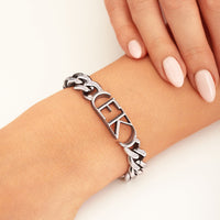 Chunky Initial Curb Bracelet (Silver)