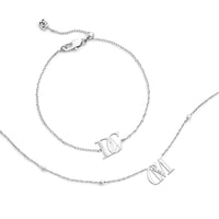 Double Initial Crystal Bracelet (Silver)