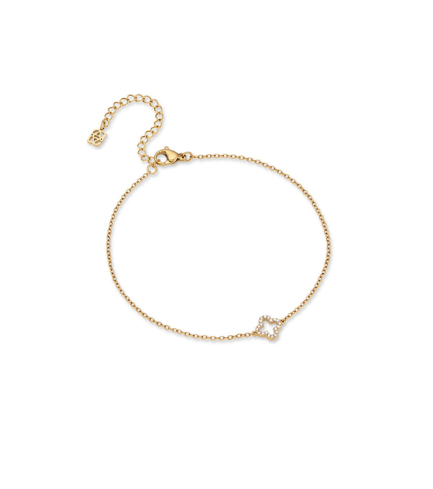 Crystal Clover Anklet (Gold)