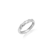 Sterling Silver Crystal Twisted Ring (Silver)