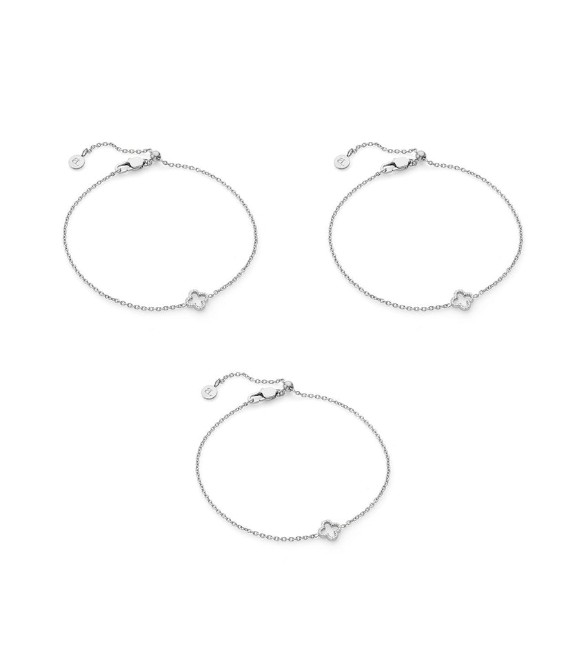 Crystal Clover Bracelet Bundle (Silver)