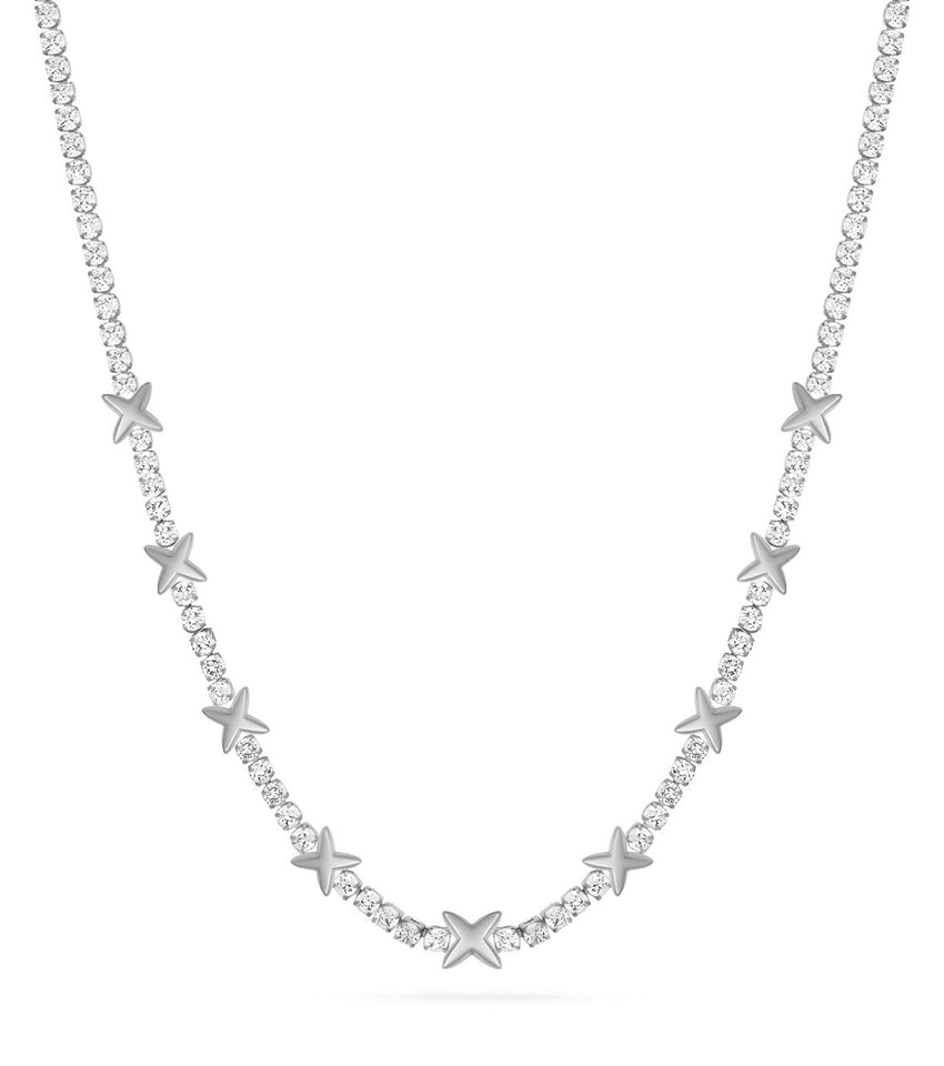 Crystal Fixed Charm Necklace (Silver)