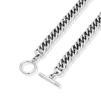 Heart Curb Chain Necklace (Silver)