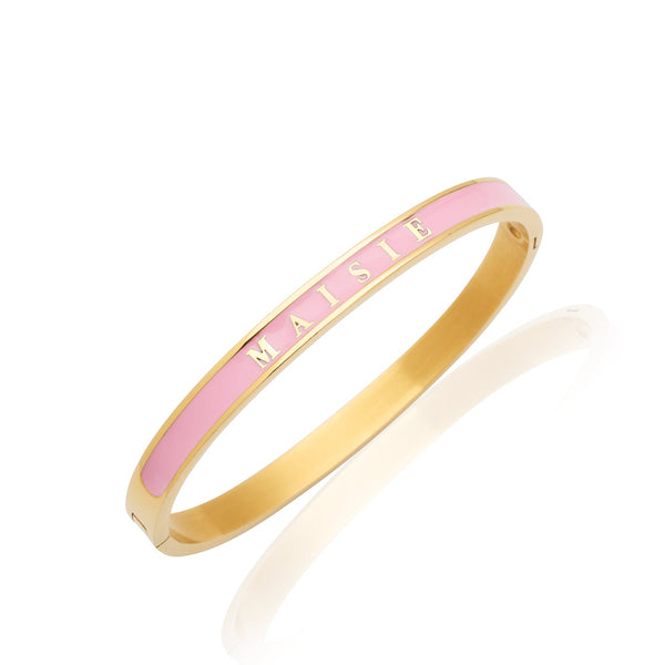 Pink Enamel Bangle Bracelet