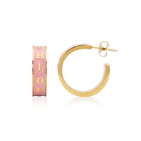 Custom Name Color Enamel Hoop Earrings (Gold)