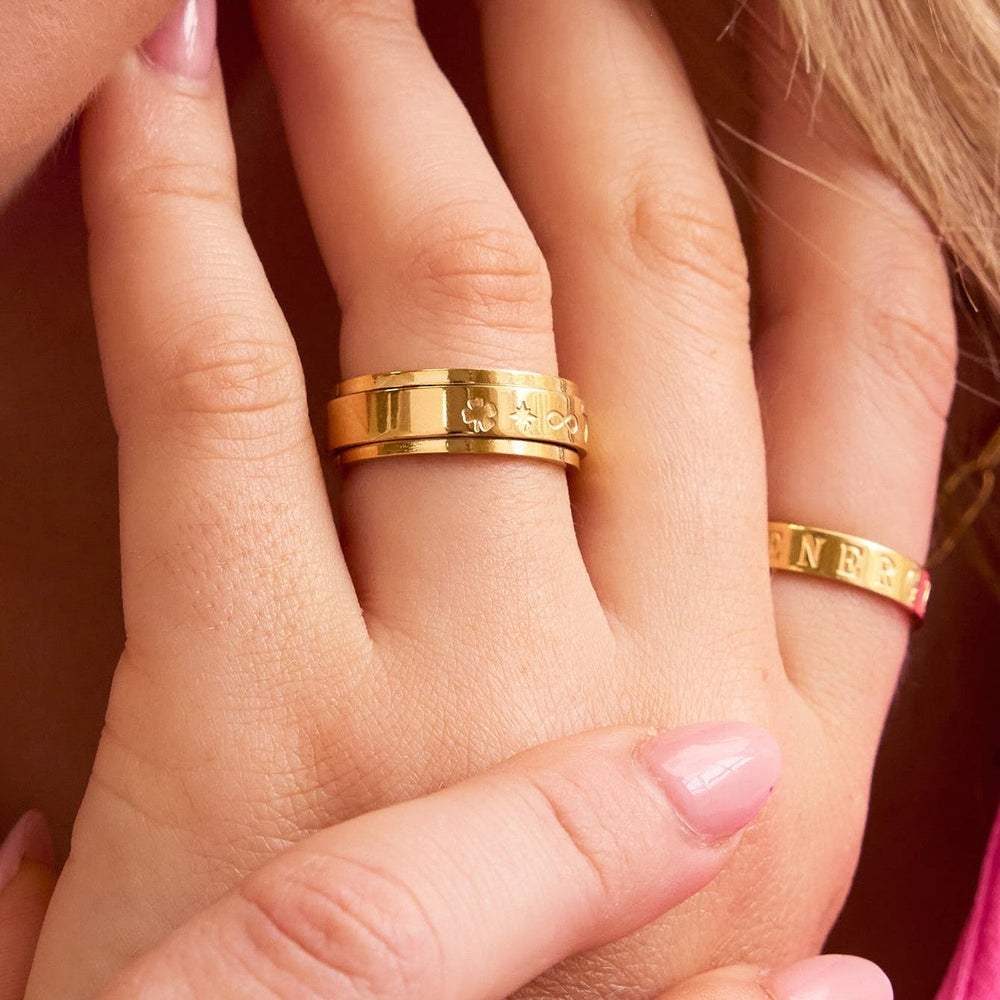 Custom Stamped Fidget Ring / Anxiety Ring - Gold