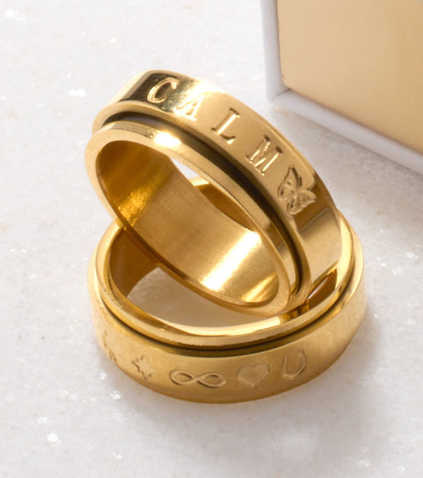 Custom Stamped Name Fidget Ring (Gold)