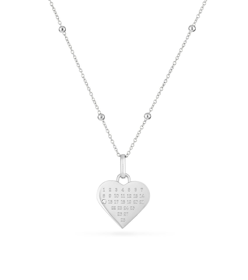 Custom Heart Calendar Necklace (Silver) Custom Heart Calendar Necklace (Silver)