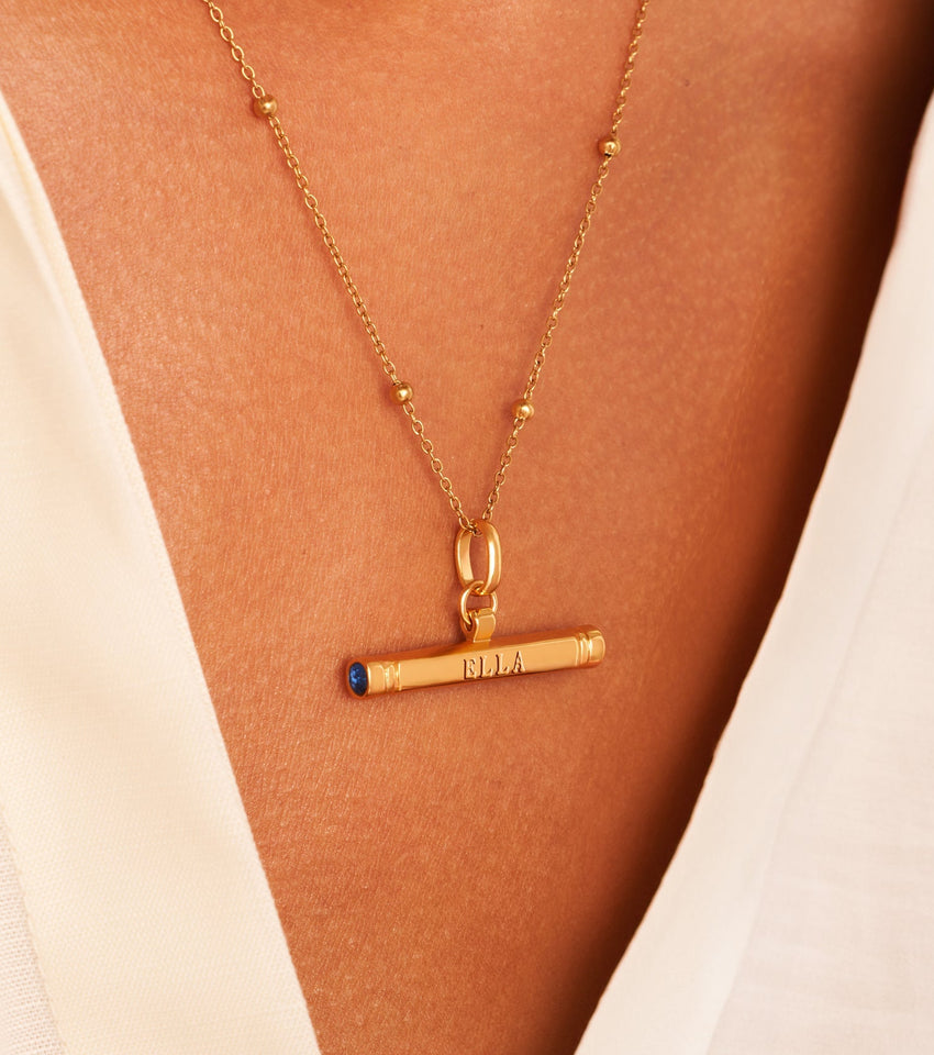 Custom Stamped T-Bar Necklace (Gold)