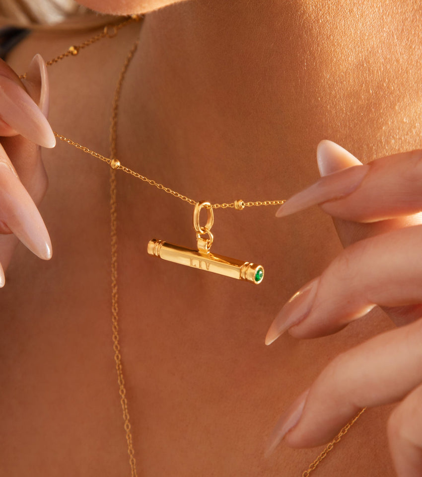Custom Stamped T-Bar Necklace (Gold)