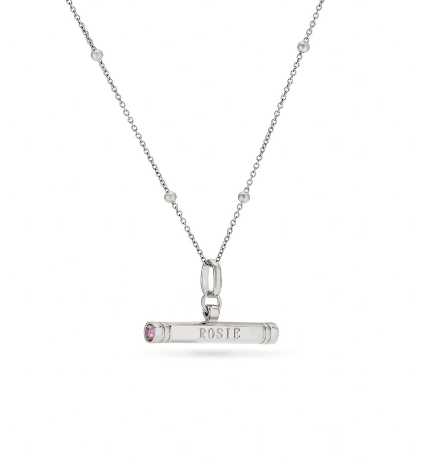 Custom Stamped T-Bar Necklace (Silver)