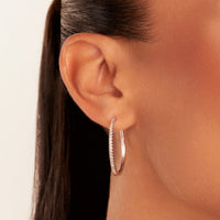 Large Beam Pavé Hoop Earring (Silver)