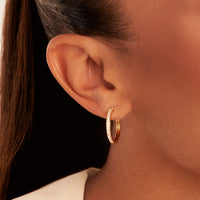 Beam Pavé Hoop Earring (Gold)