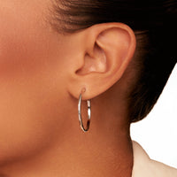 Large Hammered Hoop Earring (Silver)