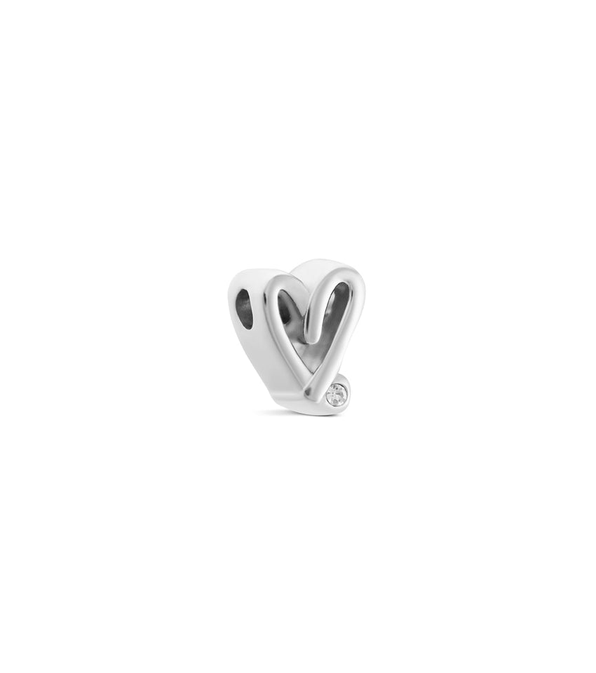 Doodle Heart Necklace Charm (Silver)