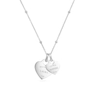 Double Heart Token Necklace (Silver)