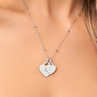 Double Heart Token Necklace (Silver)