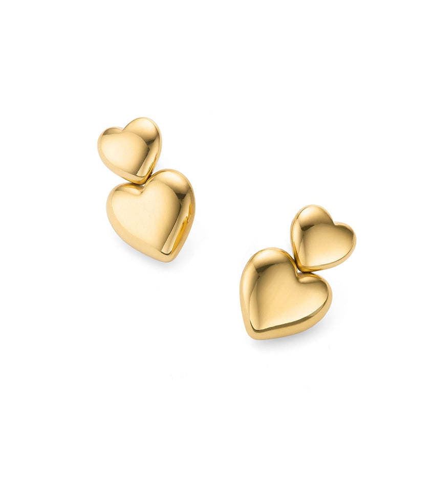Double Heart Earrings (Gold)