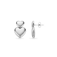 Double Heart Earrings (Silver)