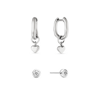 Fine Molten Heart & White Topaz Earring Bundle (Silver)