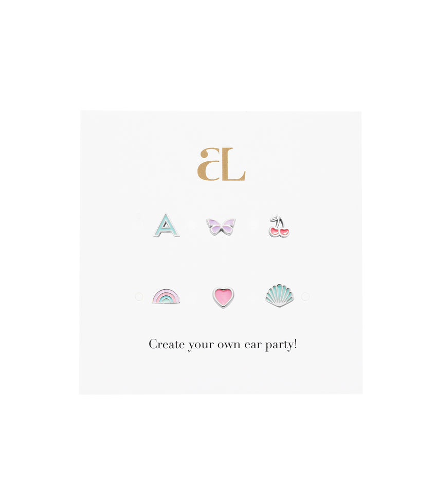 Enamel Stud Earring Pack (Silver)