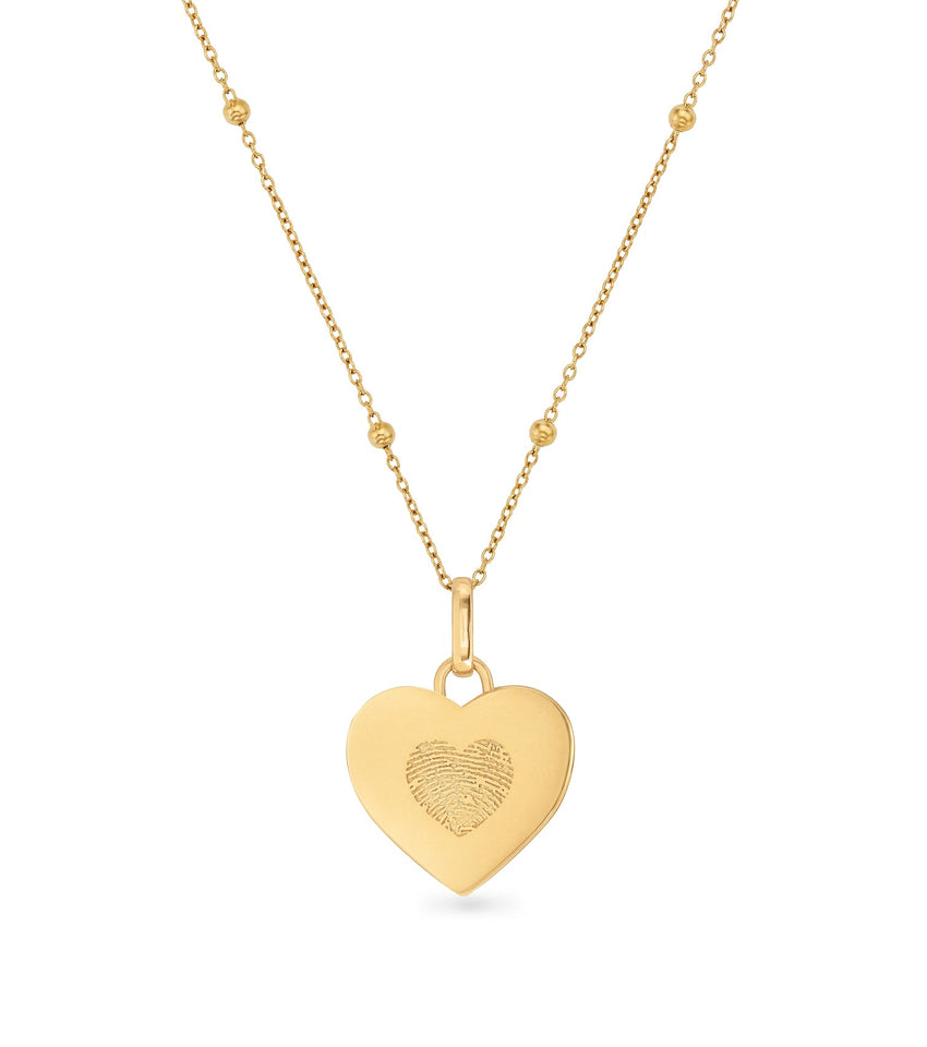 Uniquely Yours Fingerprint Heart Necklace (Gold)