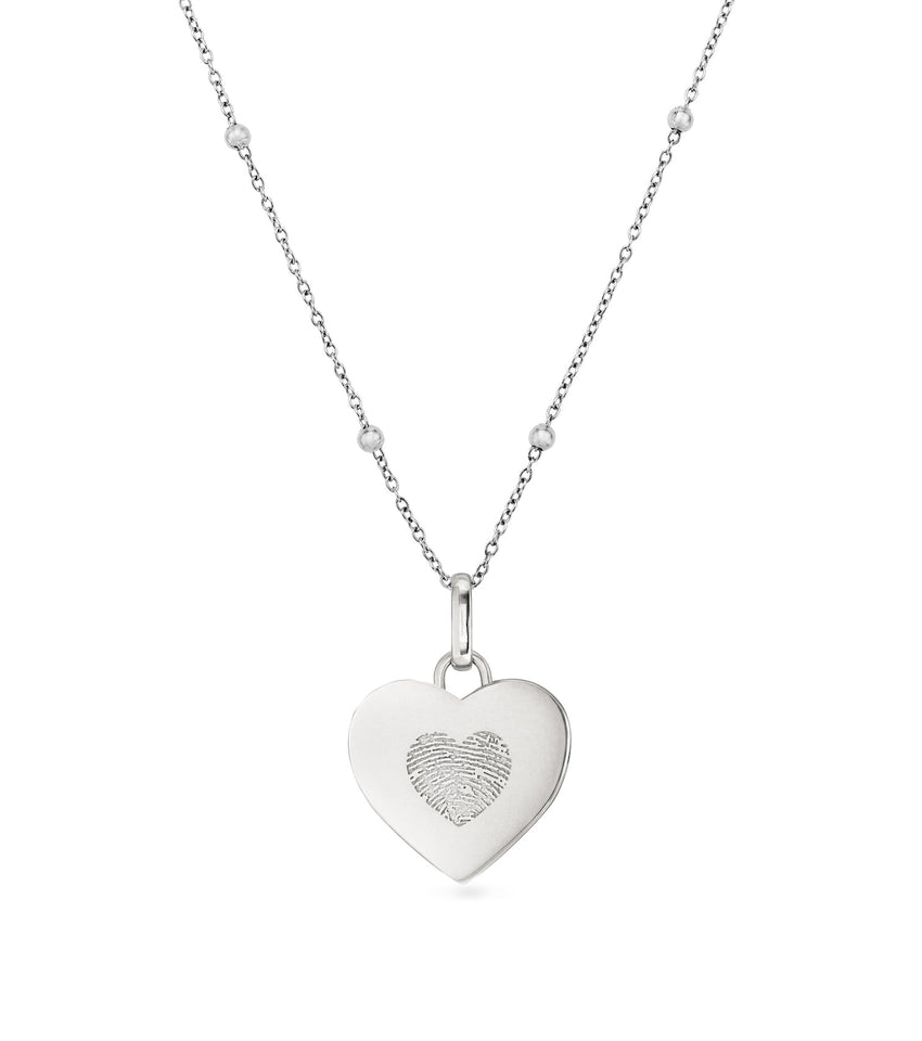 Uniquely Yours Fingerprint Heart Necklace (Silver)