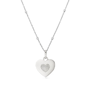 Uniquely Yours Fingerprint Heart Necklace - Single Fingerprint (Silver)