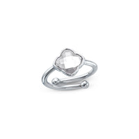 Faceted Birthstone Clover Ring (Silver)