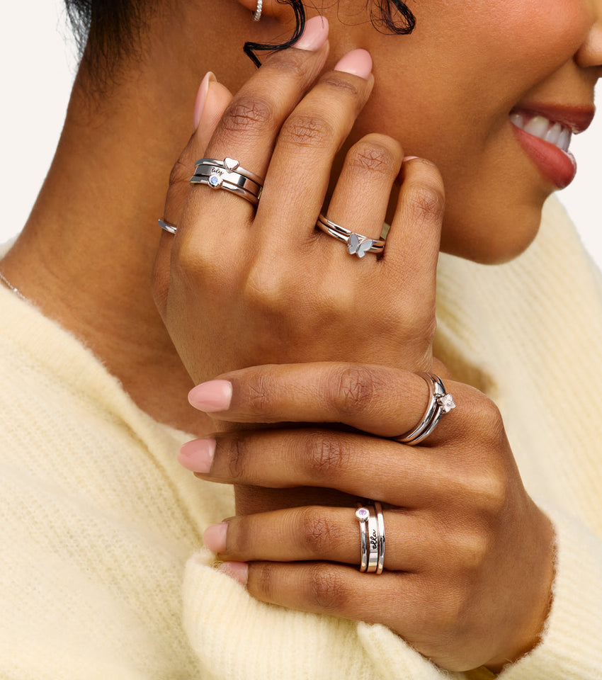 Fine Script Name Ring (Silver)