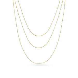 Fine Sphere Chain Layered Necklace Set (Gold)