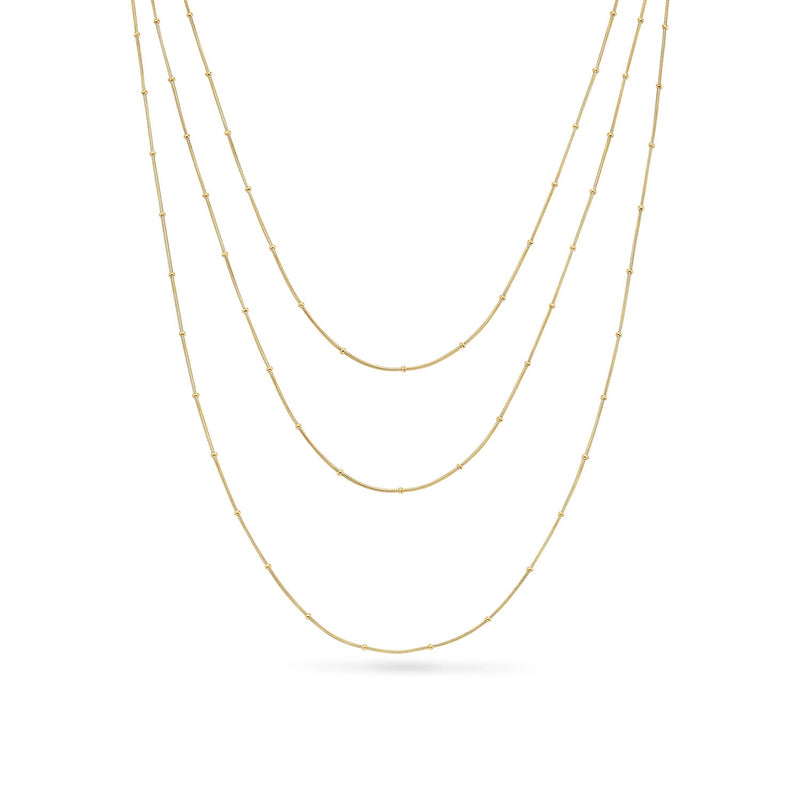 Fine Sphere Chain Layered Necklace Set (Gold)