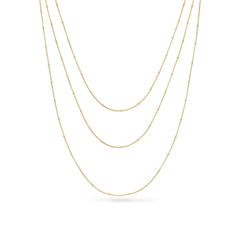 Fine Sphere Chain Layered Necklace Set (Gold)