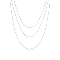 Fine Sphere Chain Layered Necklace Set (Silver)