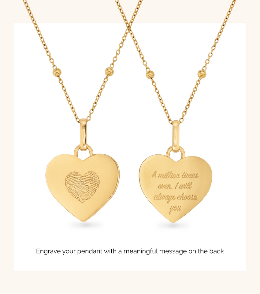 Uniquely Yours Fingerprint Heart Necklace (Gold)