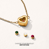 Floating Birthstone Heart Bracelet (Gold)