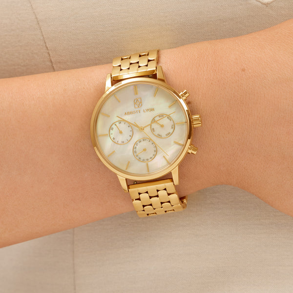 Gold Pearl Link Nueva 40 Watch