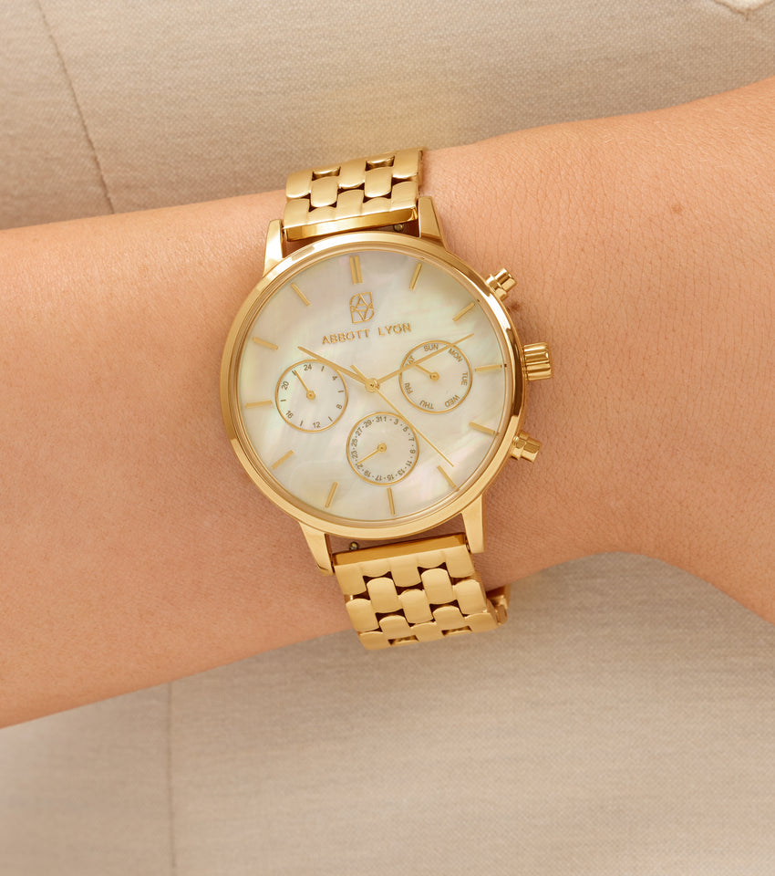 Gold Pearl Link Nueva 40 Watch