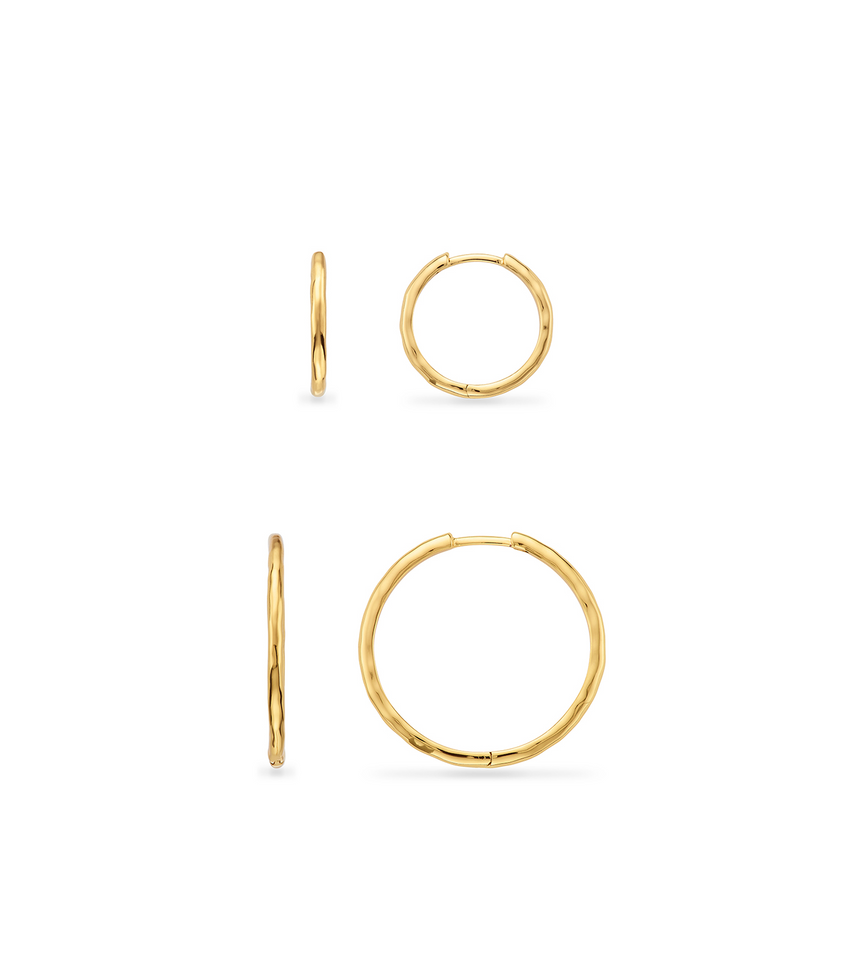 Hammered Hoop Earrings Bundle (Gold)