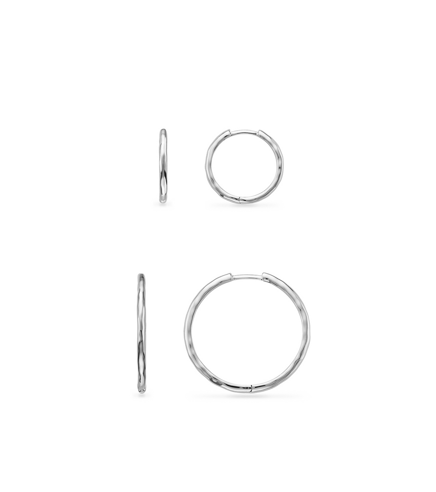 Hammered Hoop Earrings Bundle (Silver)