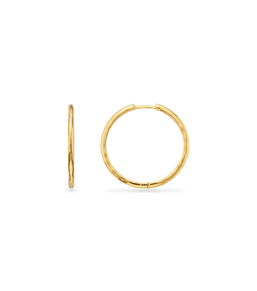 Large Hammered Hoop Earring (Gold)